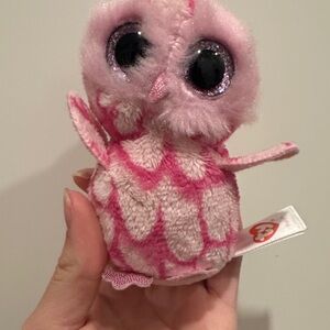 Ty Pink and White Owl Plush Toy